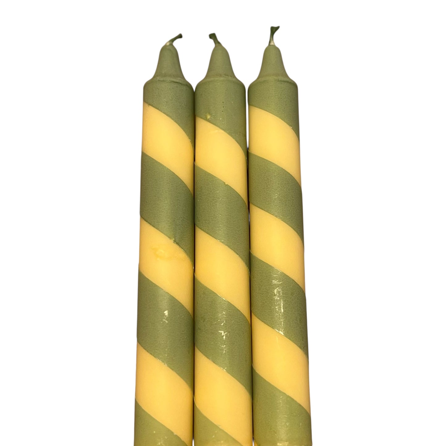 Kronelys med gul og grønn twist