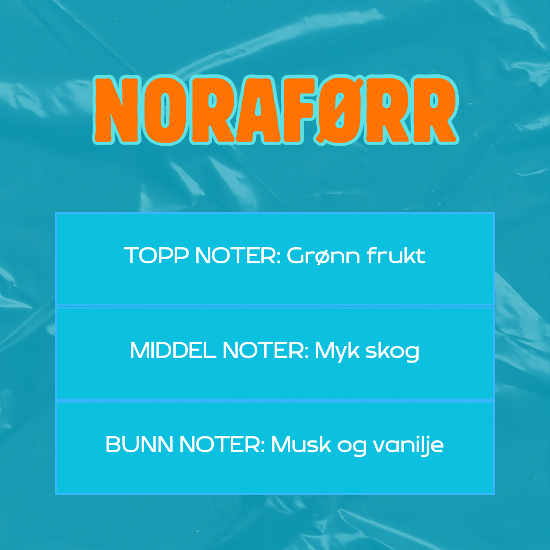 Beskrivelse av duft
Toppnoter: Grønn grukt
Middelnoter: Myk skog
Bunnoter: Musk og vanilje