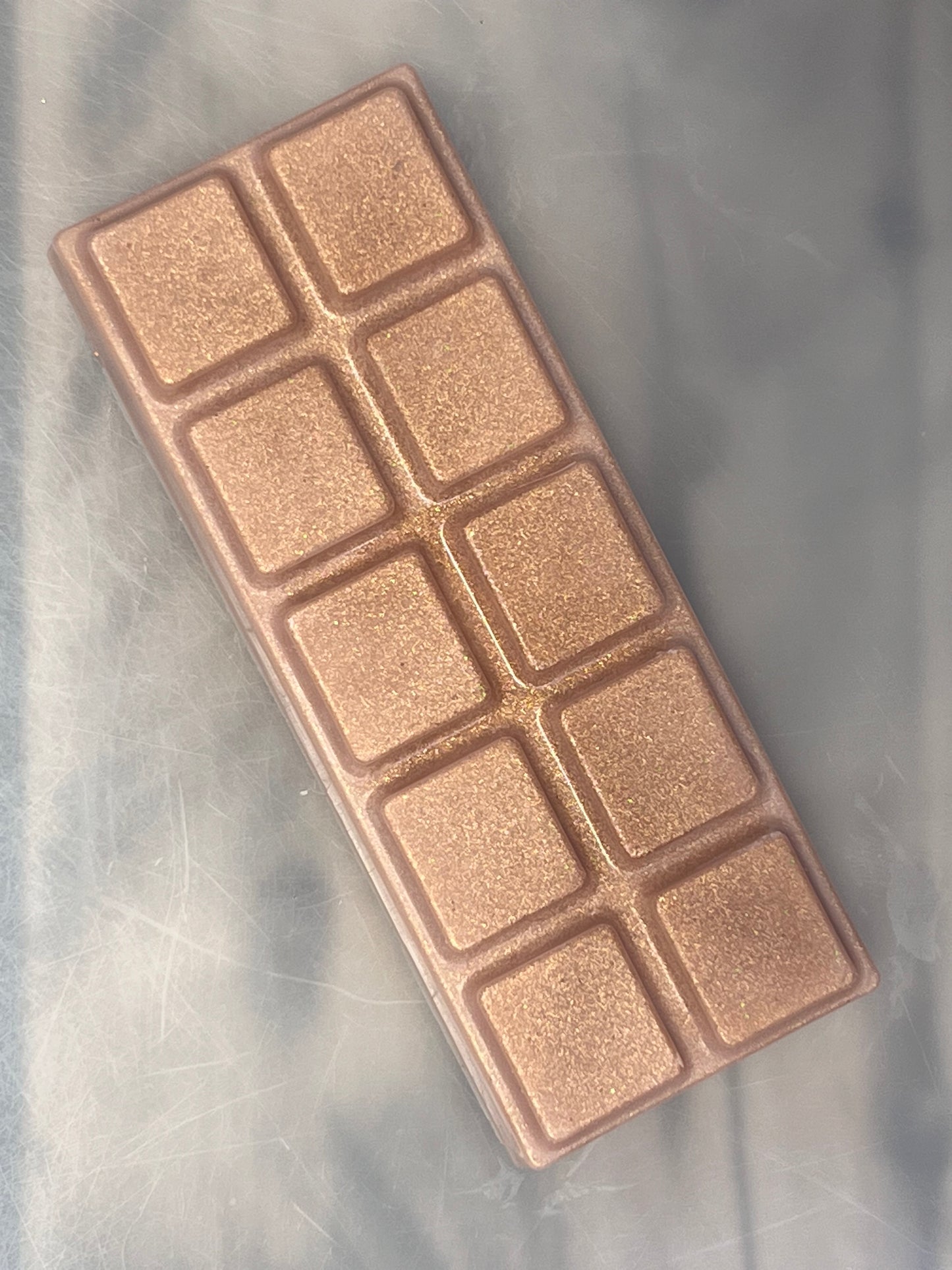 Beige duftvoks/smeltevoks med gullglitter