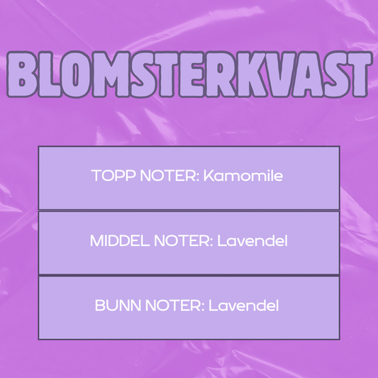 Beskrivelse av duft
Toppnoter: Kamomille
Middelnoter: Lavendel
Bunnoter: Lavendel
