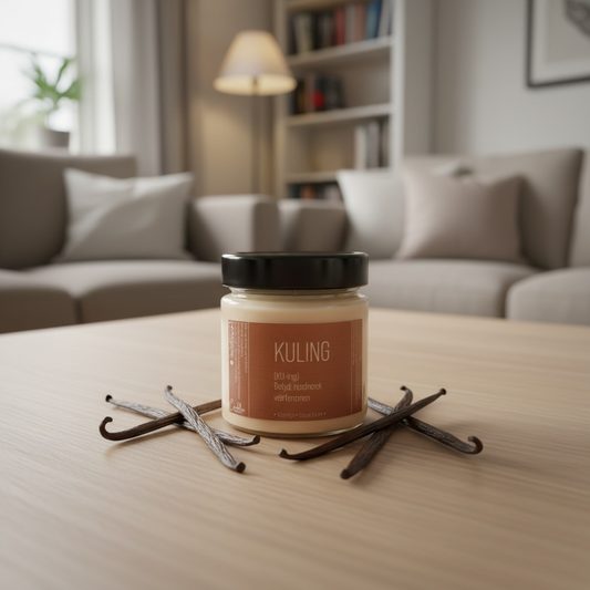 Duftlys med duft av vanilje og bourbon