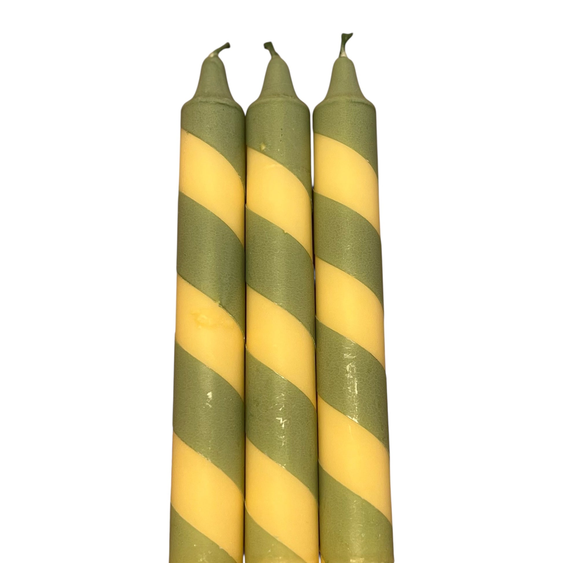 Kronelys med gul og grønn twist