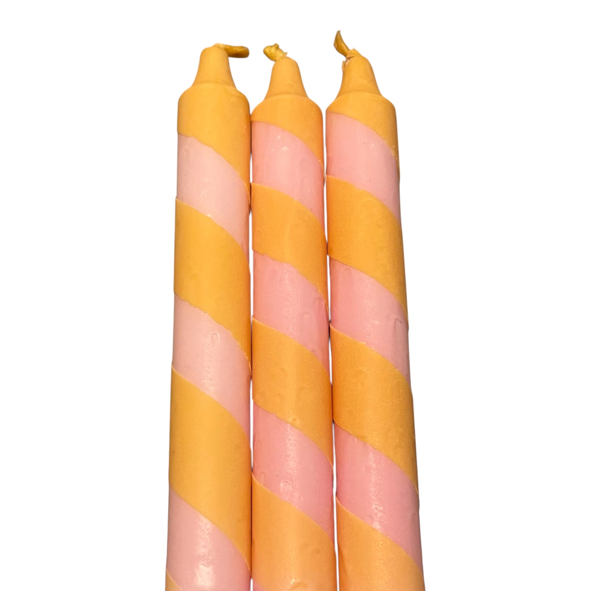 Kronelys med rosa og gul twist