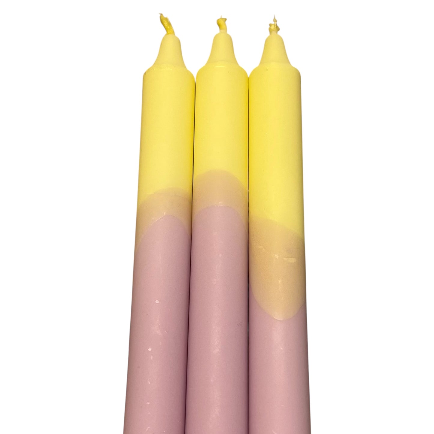 Kronelys med gul topp, lilla bunn