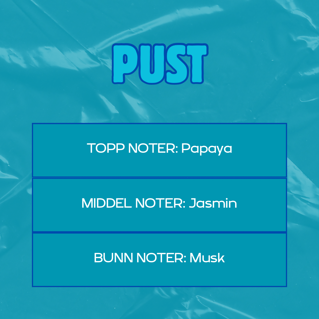 Beskrivelse av duft
Toppnoter: Papaya
Middelnoter: Jasmin
Bunnoter: Musk