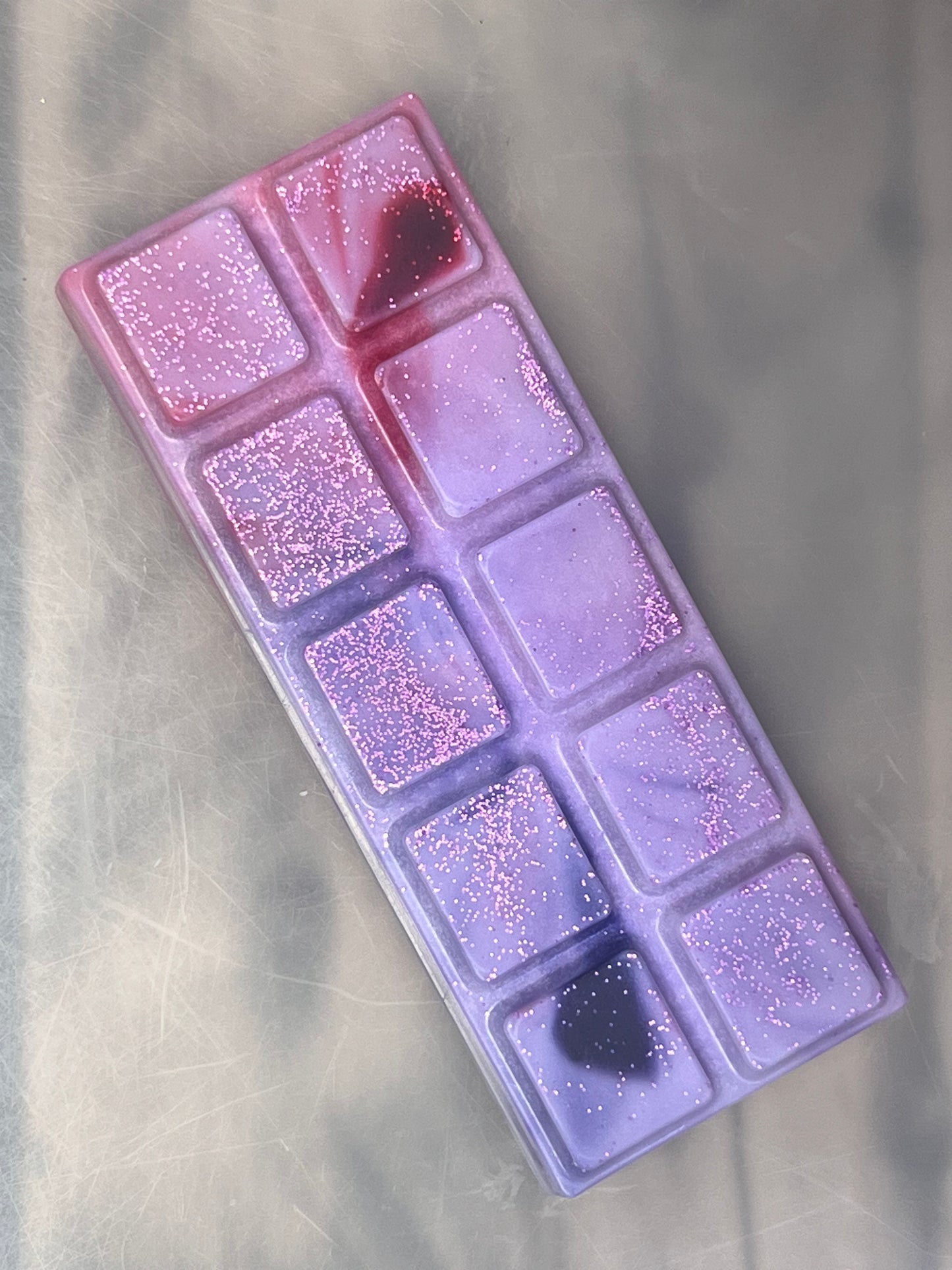 Rosa og lilla duftvoks/smeltevoks med rosa glitter