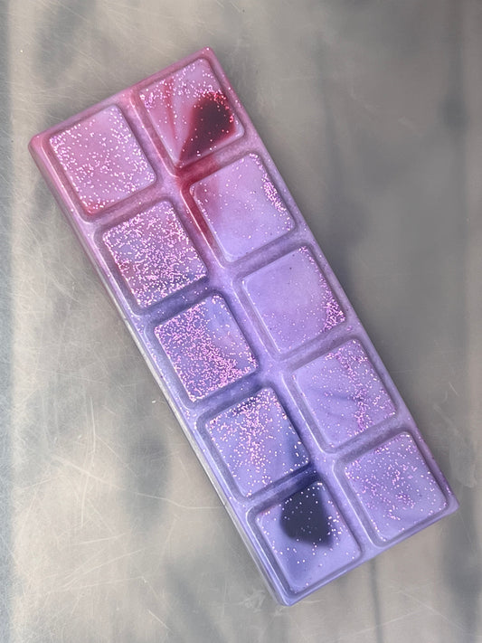 Rosa og lilla duftvoks/smeltevoks med rosa glitter