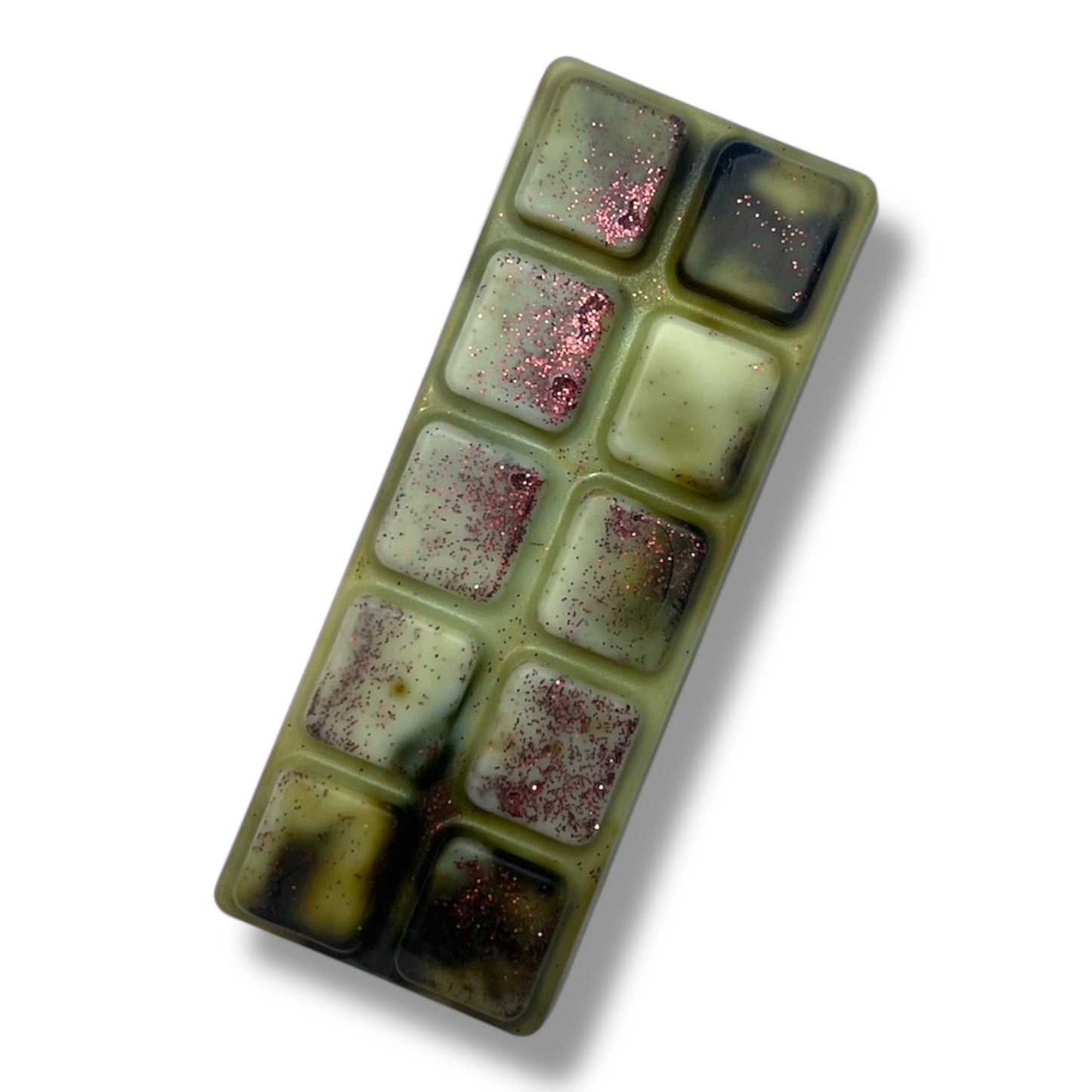 Grønn duftvoks med brunt glitter