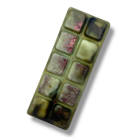 Grønn duftvoks med brunt glitter