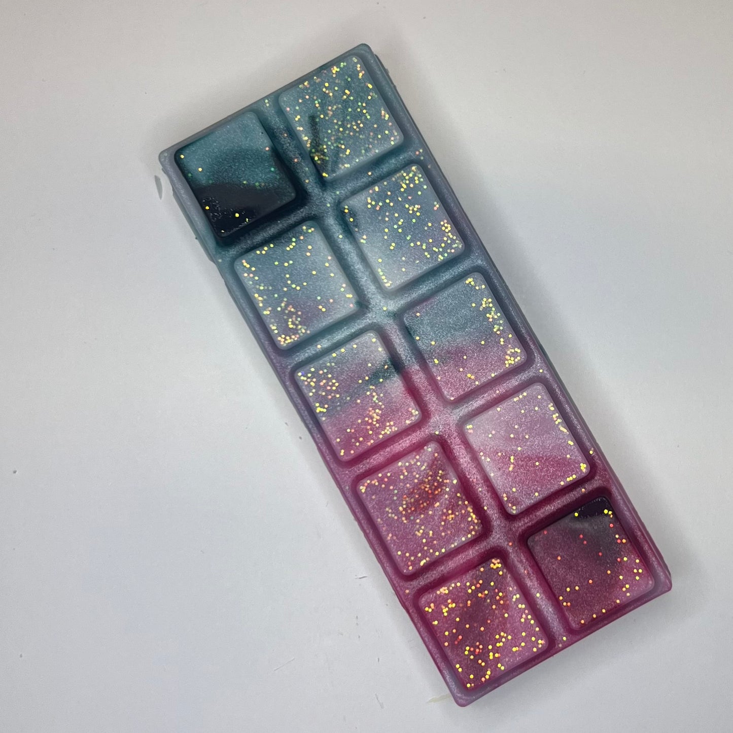 Grønn og rosa duftvoks/smeltevoks med glitter